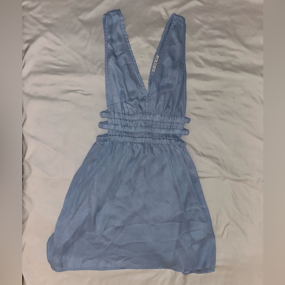 Blue Deep V-Neck Dress